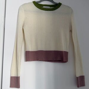 Unmrkd Women's Cream and Purple Sweater